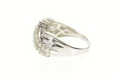 14K White Gold 0.86 Ctw Wavy Pave Diamond Criss Cross Band Ring