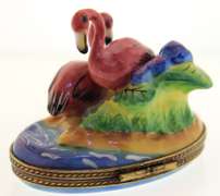 Rochard Hand Painted Flamingo Trinket Box