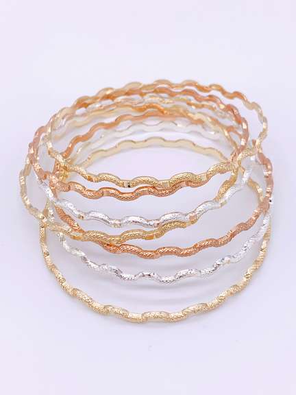 18kt Gold Plated Bangle Bracelet Semanario Set
