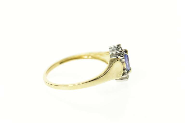 10K Yellow Gold Marquise Amethyst Diamond Accent Ring