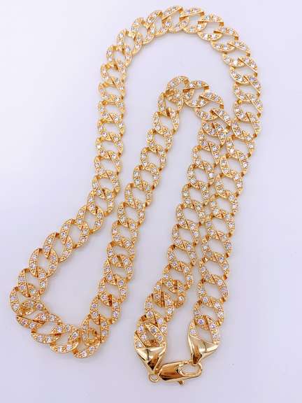 Fancy18kt Gold Plated Chain Necklace with Gemstones