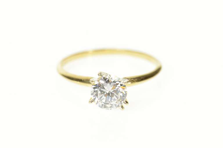 14K Yellow Gold Classic Round Solitaire Travel Engagement Ring