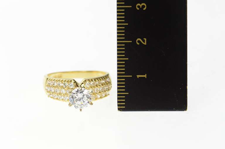 14K Yellow Gold Pave Cubic Zirconia Travel Engagement Ring