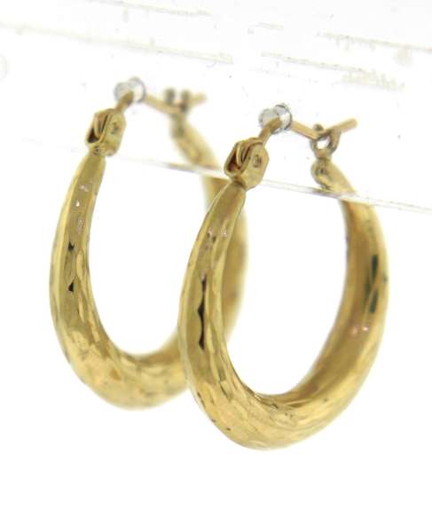 Great Yellow Gold Round Diamond Cut Hoop Earrings