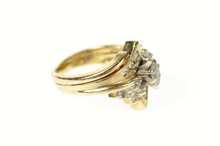 14K Yellow Gold Marquise Diamond Accent Bypass Engagement Ring
