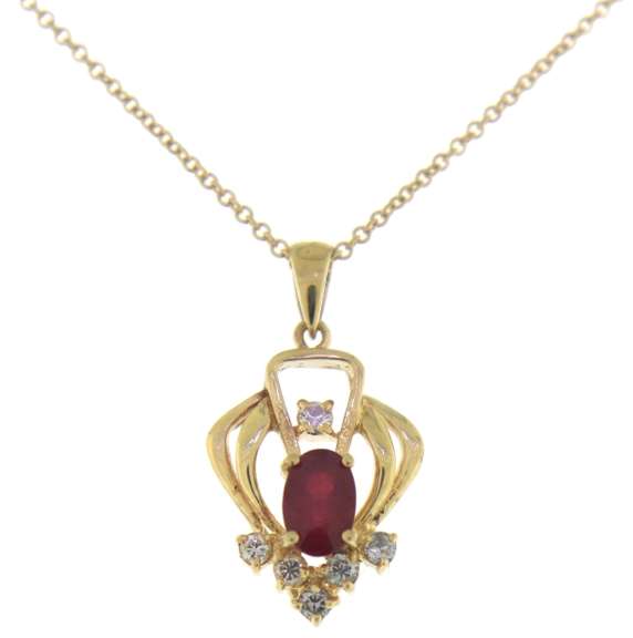 Favorite Ruby and Diamond Deco Style Necklace on 18kt