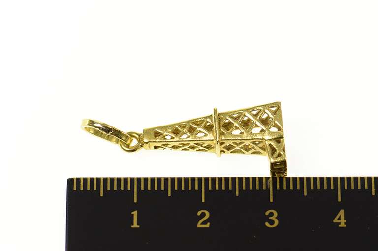 14K Yellow Gold 3D Oil Rig Tower Derrick Roughneck Charm/Pendant
