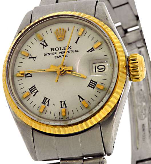 Ladies Stainless Steel Rolex with White Dial