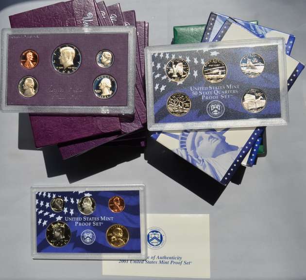 13 US Proof Sets 1985- 2005.
