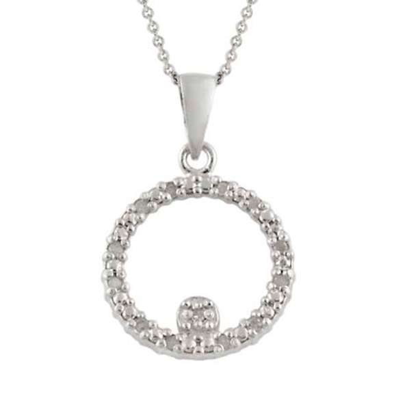 Sterling Silver 1/8ct Diamond Open Circle Eternity Pendant