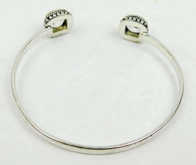 Sterling Bangle with 2 Large Clear Stones