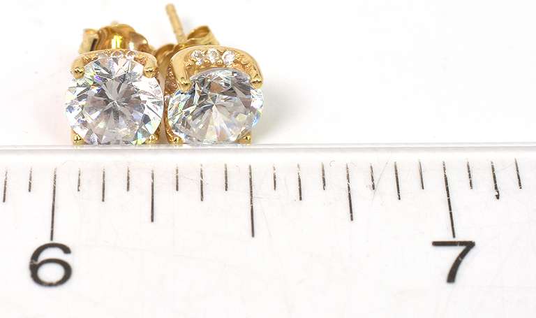 Bright CZ Earrings in 14KT Yellow Gold