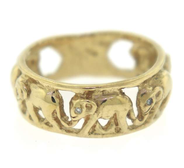 Whimsical 18kt YG Openwork Elephant with Diamond Accents Ring