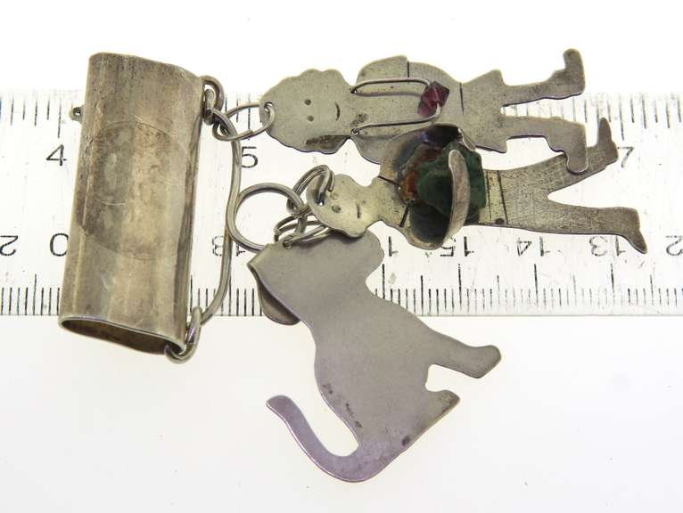 Vintage Sterling Silver Charms Brooch
