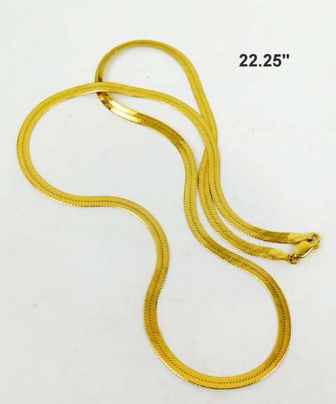 Heavy 14K Gold Wide Herringbone Necklace, 10.68 Grams