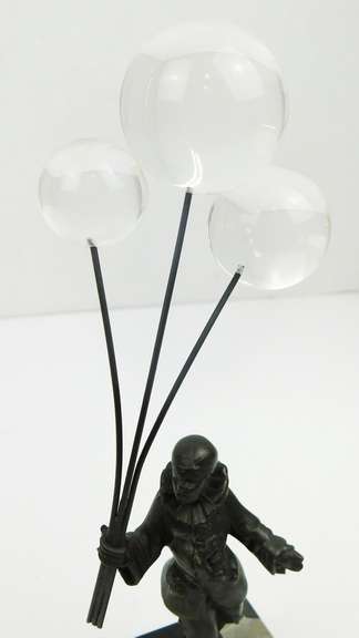 Vintage French Bronze & Lucite Pierrot on Marble Base
