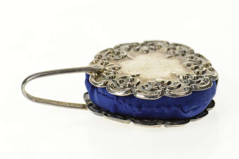 Sterling Silver Ornate Scroll Sewing Needle Pin Cushion Pendant