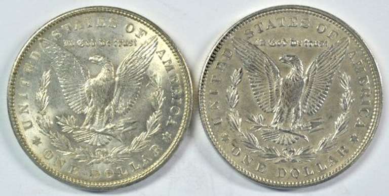Choice BU 1900-P and 1902-P Morgan Silver Dollars