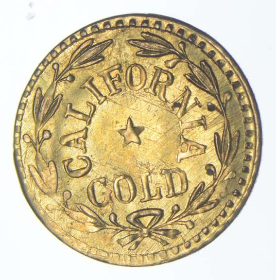 1855 Indian Head California Territorial Gold Round
