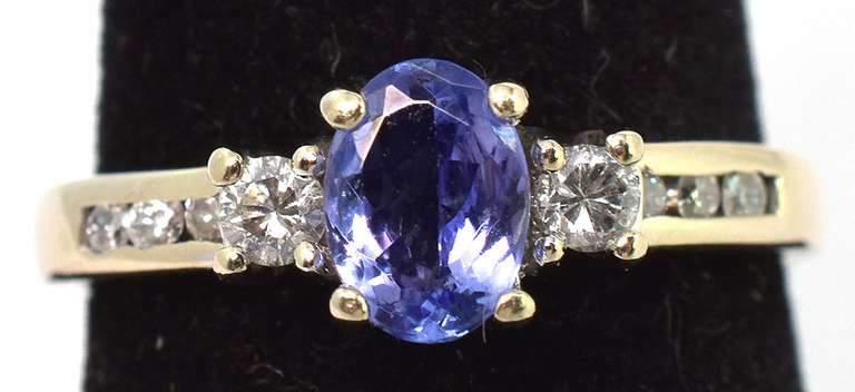 Stunning Iolite & Diamond Ring in 14KT White Gold
