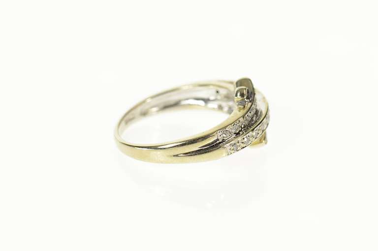 14K White Gold Wavy Tiered Diamond Bypass Statement Ring