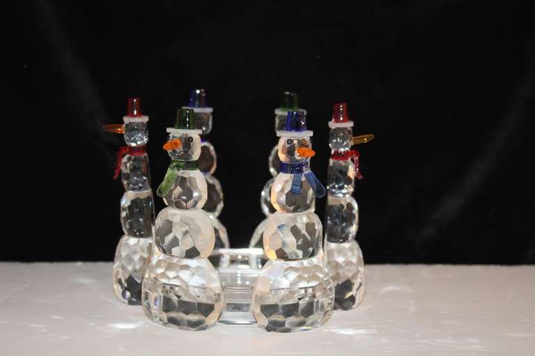 Crystal Snowman Pillar Candleholder