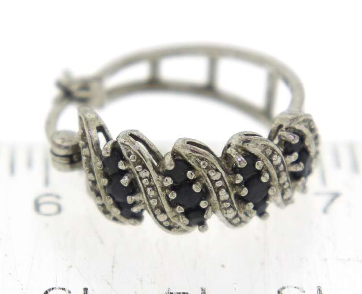 Sterling Silver Hoop Gemstone Earrings