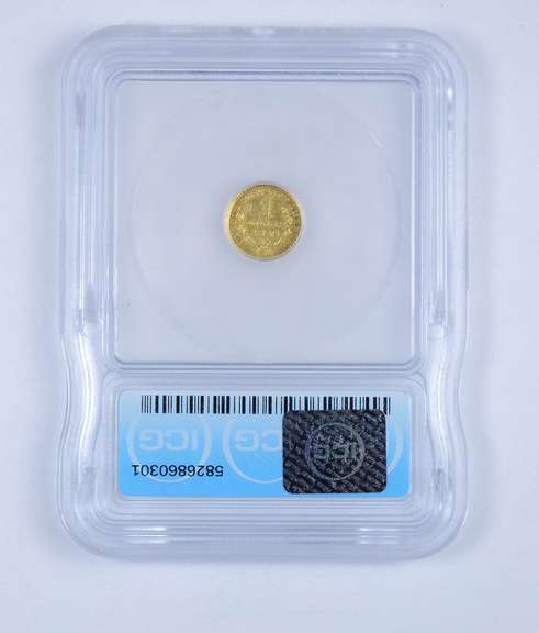 MS60 1849-D Liberty Head Gold Dollar - Open Wreath, Cleaned - ICG