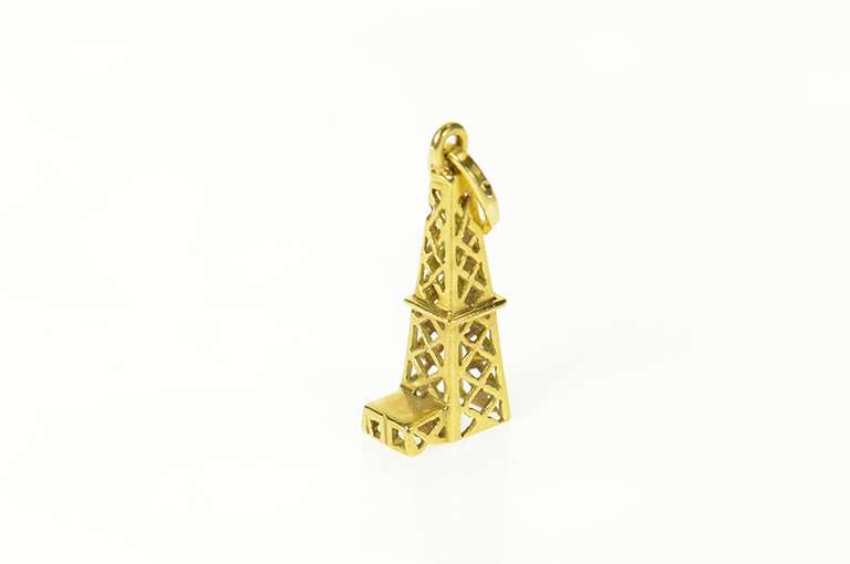 14K Yellow Gold 3D Oil Rig Tower Derrick Roughneck Charm/Pendant