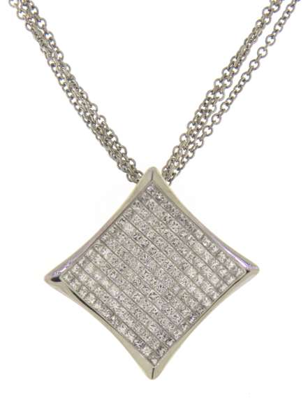 Masterpiece 18kt Square Cluster Diamond Pendant on Chain
