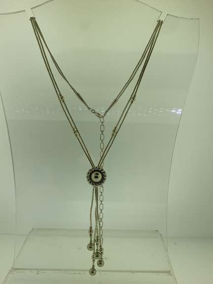 Sterling Silver Lariat tube chain necklace