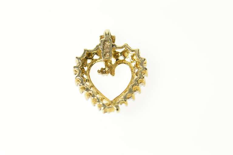 10K Yellow Gold Simple Diamond Accent Two Tone Wavy Heart Pendant