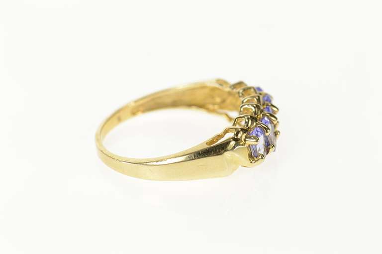 10K Yellow Gold Five Stone Tanzanite Classic Statement Band Ring