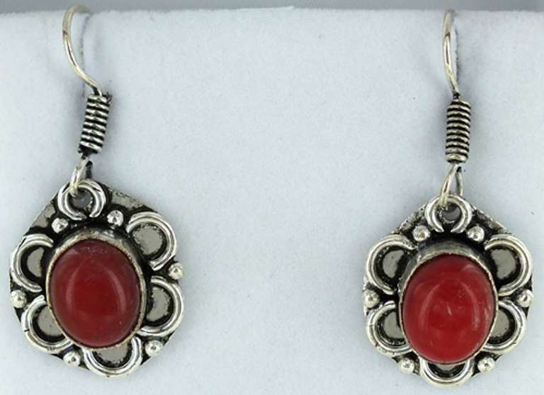 Silver and Natural Stone Earrings