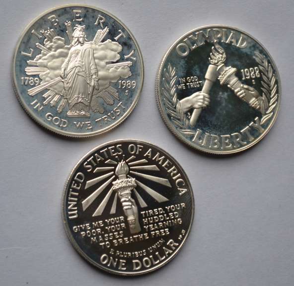 Three Modern Silver Dollar Proof Commemoratives