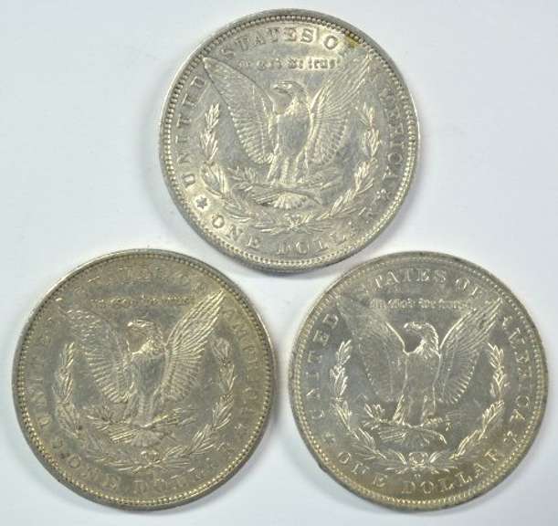 Real flashy 1880, 80-S, & 81-O Morgan Silver Dollars