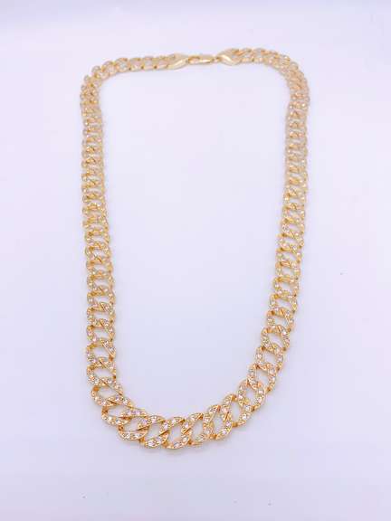 Fancy18kt Gold Plated Chain Necklace with Gemstones