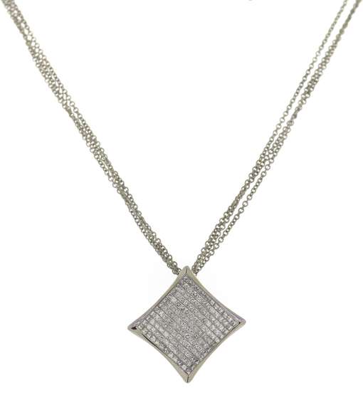 Masterpiece 18kt Square Cluster Diamond Pendant on Chain