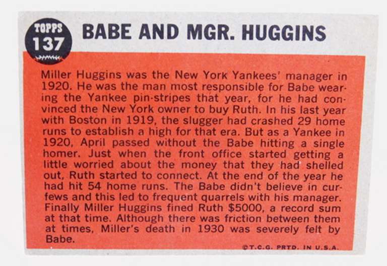 1962 Babe Ruth Special Topps Baseball Card