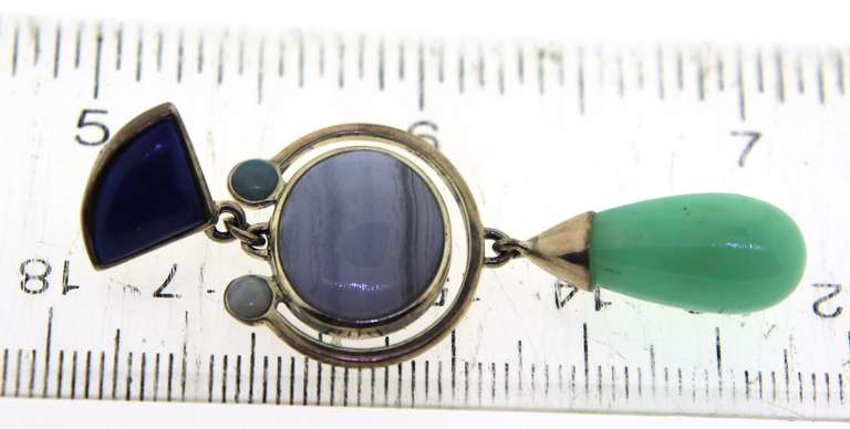 Signed Sterling Silver Multi Gemstone Pendant