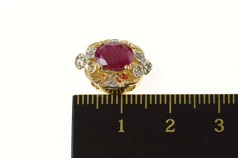 14K Yellow Gold 1.30 Ctw Ruby Diamond Slide Bracelet Charm/Pendant
