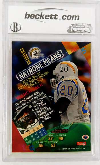Natrone Means Stadium Club Football Card, Mint 10