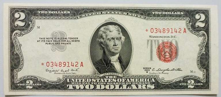 Crisp Exceptional 1953B $2 Red Seal Star Replacement Note !