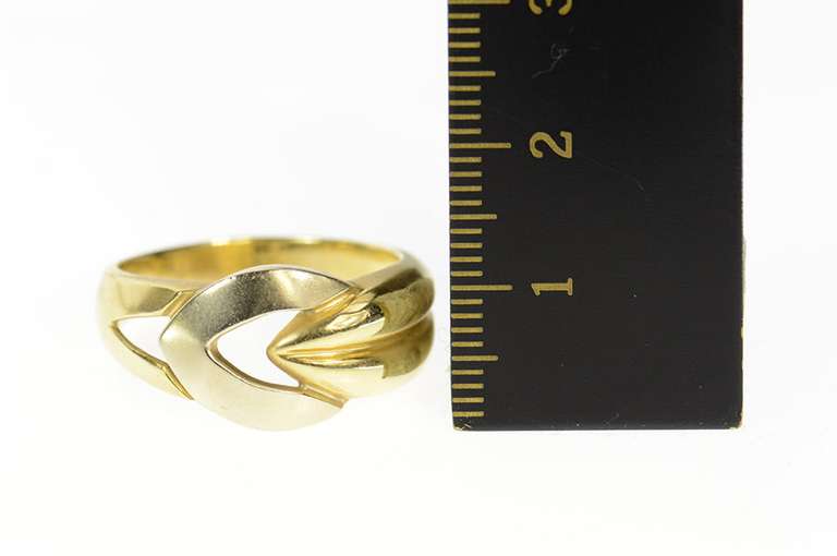 14K Yellow Gold Two Tone Geometric Knot Design Statement Ring