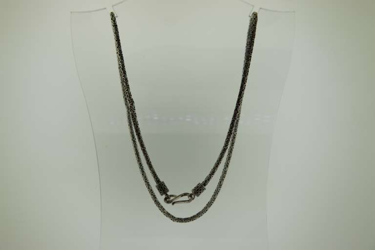 Sterling Silver Solid Byzantine Chain Necklace