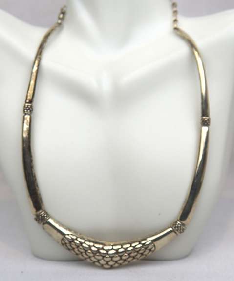 Vintage Sterling Silver Textured Collar Necklace