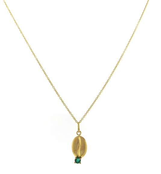 Stylish Yellow Gold Emerald Pendant on Chain