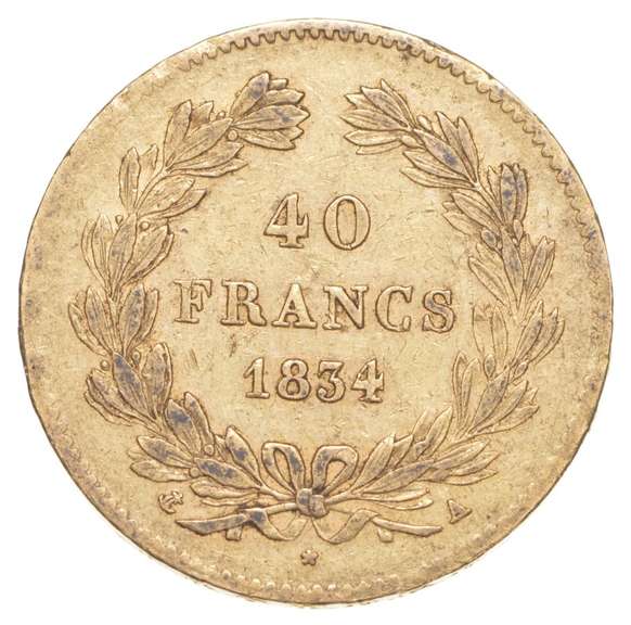 1834 France 40 Francs - World Gold Coin LOUIS PHILIPPE I