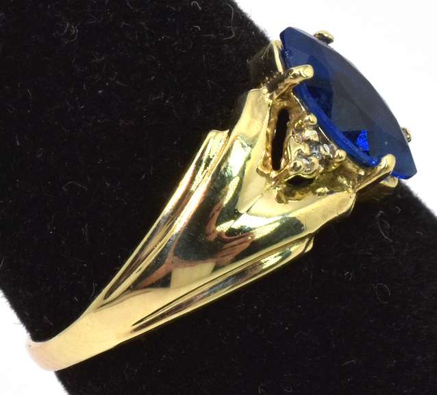 Vibrant Blue Stone Ring in Yellow Gold, Size 4-1/2