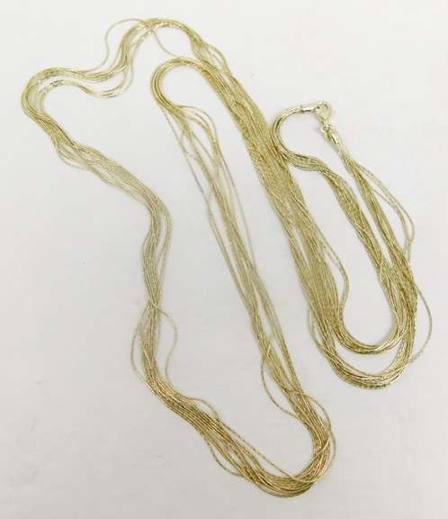 Italian Milor Long Sterling 10 Strand Necklace
